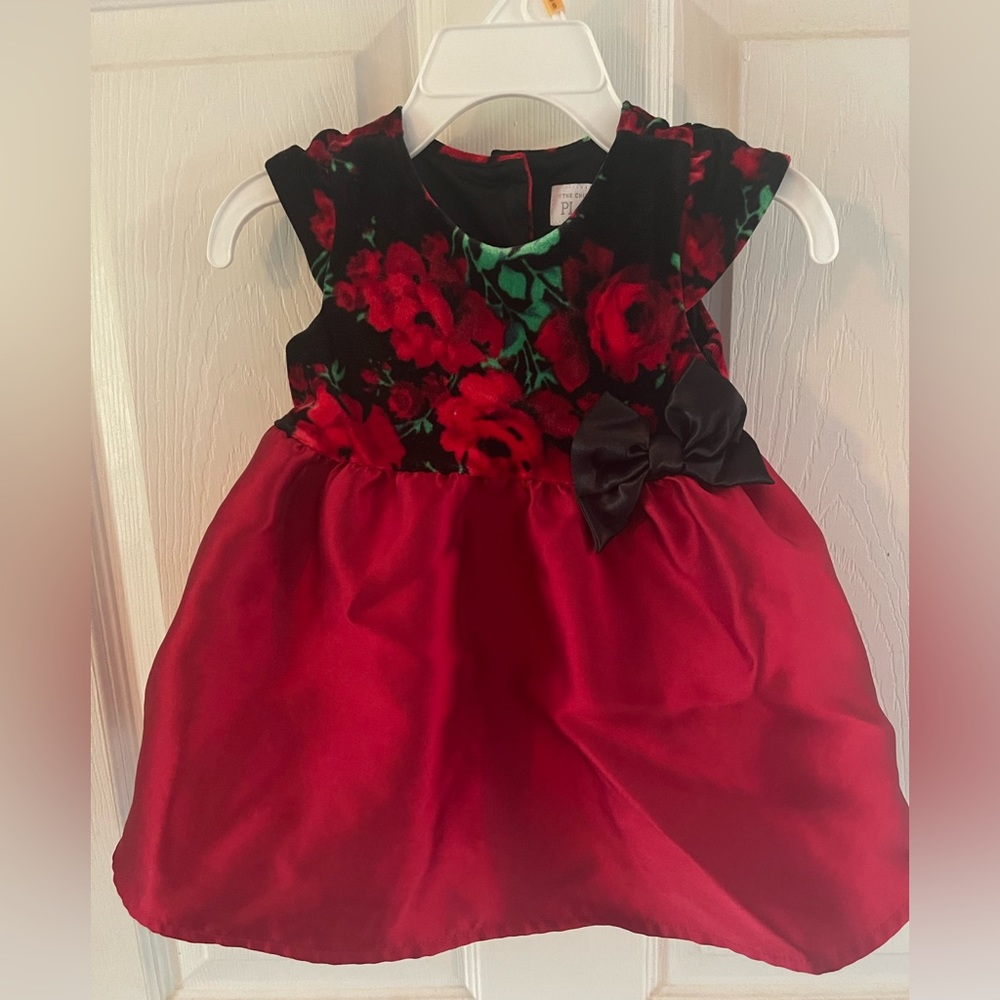 Red rose infant girls dress 6-9mo